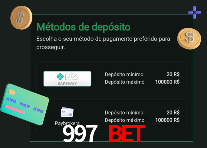 O cassino 997 Bet oferece uma grande variedade de métodos de pagamento